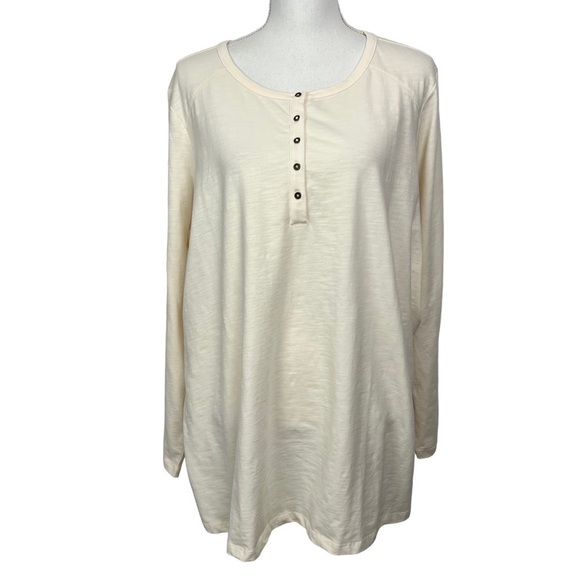 d & co. Essentials Women’s Pullover Top Sz 2X Cream Color Long Sleeves Stretch - Picture 1 of 11